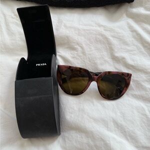 NWT Prada Oversized Cat Eye Sunglasses, 52mm, in Dark Brown/Pink Tortoise